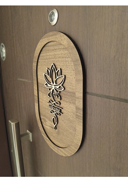 Ahşap Kapı Süsü Welcome Yazılı Oval Dekoratif Kapı Panosu Kapı Süsü 20X30 cm fiyatları