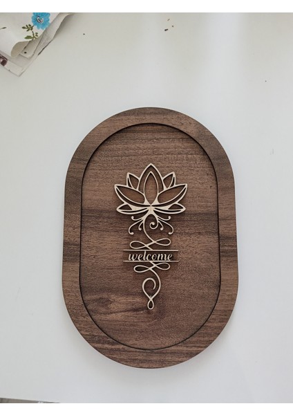 Ahşap Kapı Süsü Welcome Yazılı Oval Dekoratif Kapı Panosu Kapı Süsü 20X30 cm fırsatları
