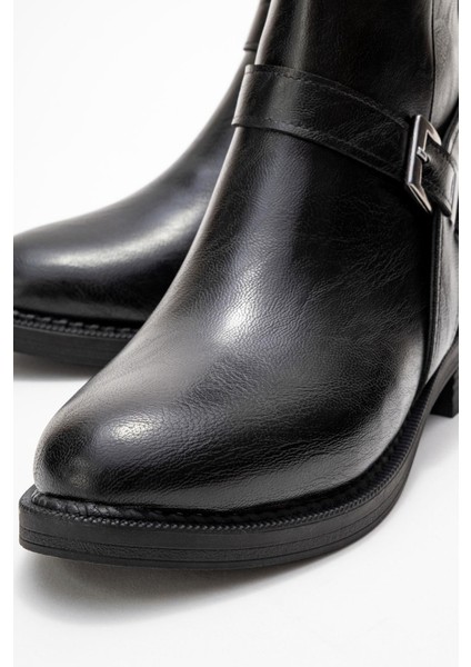 Yan Tokalı Kadın Bot Siyah Cilt modelleri