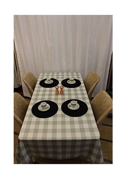 Gri Renk Kare Desenli Full Akrilik Dokuma Masa Örtüsü 150X220 cm fiyatları