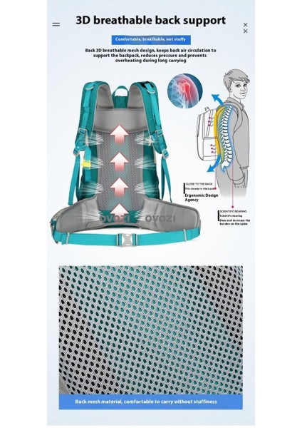 Ovozı 55*33*19CM Dağcılık Çantası 40L Büyük Kapasiteli Açık Hava Yürüyüş Spor Sırt Çantası (Yurt Dışından) fırsatları