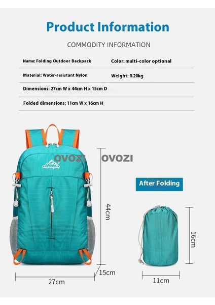 Ovozı 44CM Katlanabilir Büyük Kapasiteli Bisiklet Çantası 25L Açık Yürüyüş Dağcılık Çantası Seyahat Eğlence Sırt Çantası (Yurt Dışından) indirimleri