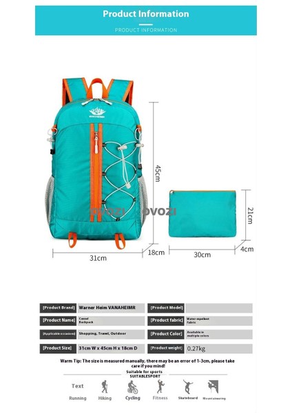 Ovozı 44CM Katlanabilir Büyük Kapasiteli Bisiklet Çantası 25L Açık Yürüyüş Dağcılık Çantası Seyahat Eğlence Sırt Çantası (Yurt Dışından) indirimleri