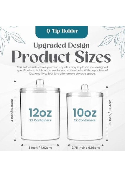 Qtip Tutucu, Makyaj Makyaj Düzenleyici Depolama, Kapaklı Şeffaf Plastik Eczacı Kavanozları, Pamuklu Çubuk Dispenseri, 2X10OZ ve 2X7OZ, 4'lü Paket, Ahşap Kapaklar, fiyatları