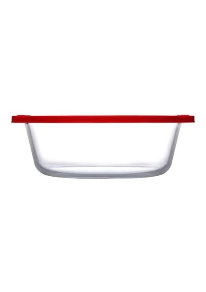 Plastik Kırmızı Kapaklı, Yuvarlak Şeffaf Fırın Kabı, 1.45 Litre fiyatları