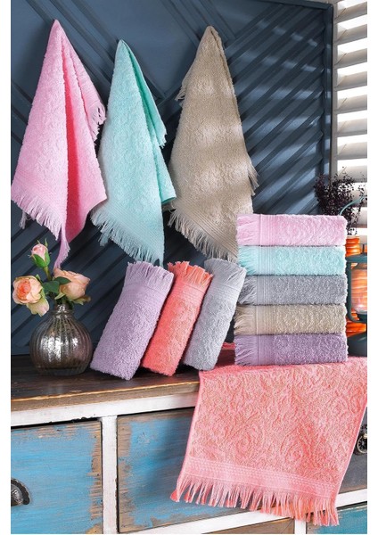 Tekstil 12'li 30X50 cm El ve Yüz Havlu Seti | Mutfak Havlusu Renkli