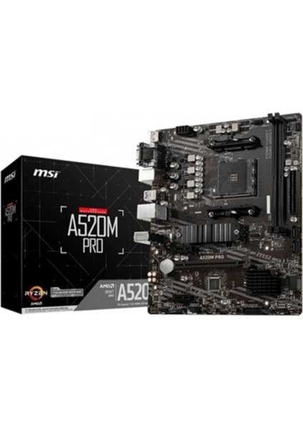 A520M Pro Am4 Ddr4 4600(OC) VGA DVI HDMI M.2 Usb3.2 Matx Anakart