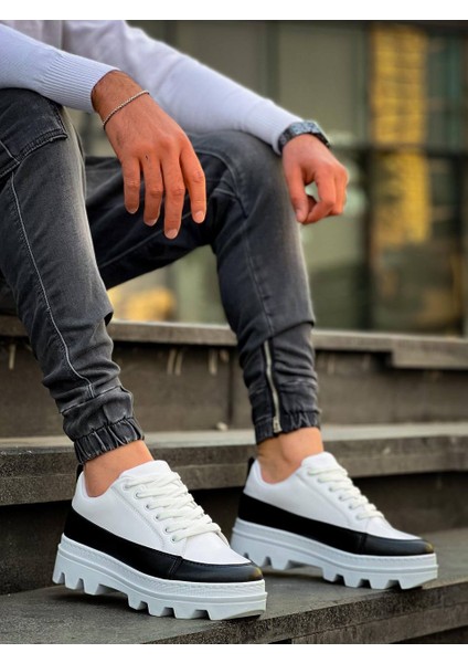 KB-056 Kuback Beyaz Siyah Detaylı Beyaz Yüksek Taban Günlük Spor Ayakkabı fırsatları