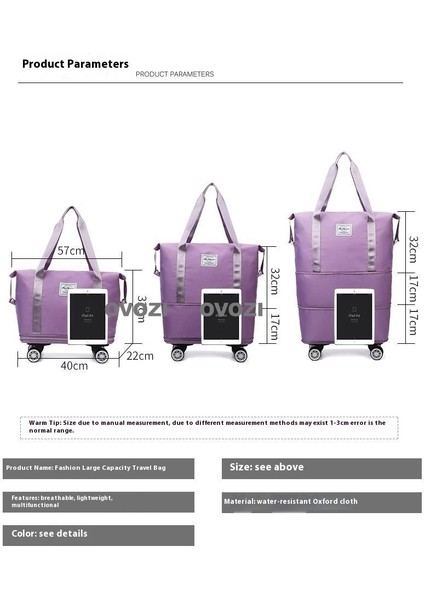 Ovozı Büyük Kapasiteli Seyahat Çantası Kullanışlı Saklama Çantası Katlanabilir ve Genişletilebilir Tekerlek Çıkarılabilir (Yurt Dışından) fırsatları
