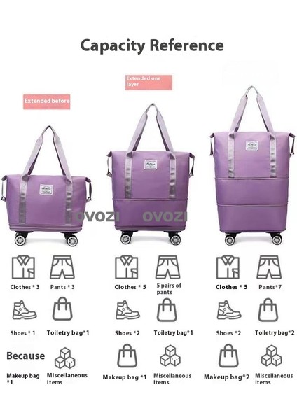 Ovozı 3 Genişletilebilir ve Katlanabilir Büyük Kapasiteli Seyahat Çantası El Organizatörü Tekerlekler Çıkarılabilir (Yurt Dışından) fiyatları