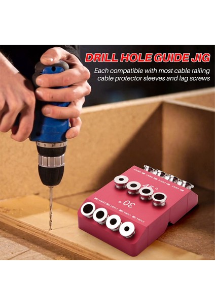 30/45/90 ° Açılı Matkap Deliği Kılavuzu Açılı ve Düz Delik Için Jig Kablo Korkuluk Gecikme Vidalı Sondaj Şablonu 2pcs (Yurt Dışından) indirimleri