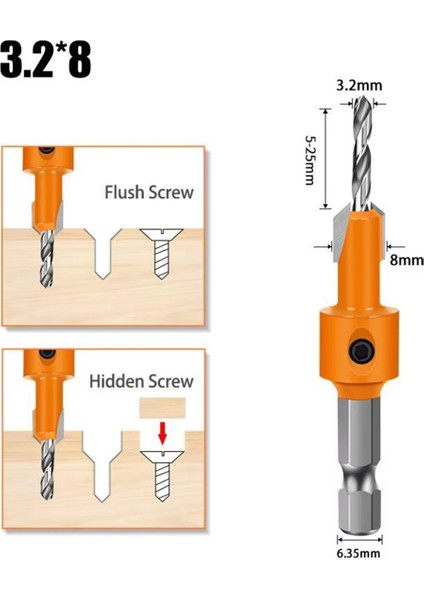 7pcs Altıgen Shank Ahşap Karşı Kafalar Matkap Gizli Vidalı Delik Çift Kenarlı Sondaj Sayacı Kafa Matkap (Yurt Dışından)