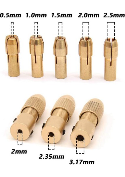 6 Set 0 5-3mm Pirinç Matkap Dremel Rotary Araçları Için Küçük Elektrikli Matkap Usları Kolet 3 Boyut -2 0mm 2 35MM 3 17MM (Yurt Dışından) fiyatları