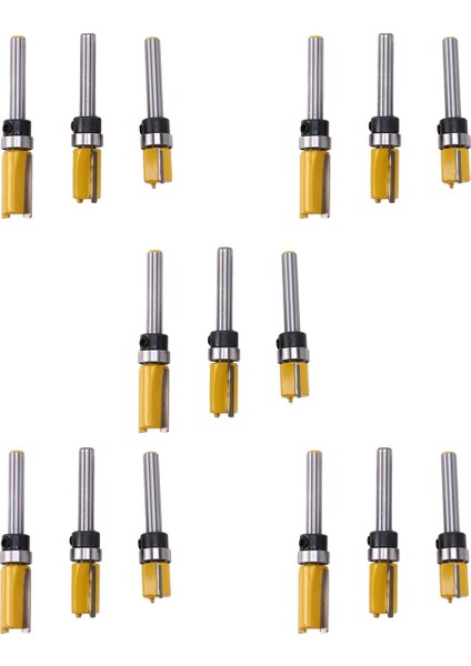 15PCS 1/4 Inç Floş Trim Yönlendirici Bit Desen Bit Üst ve Alt Yatak 1/2 Inç Bıçak Şablonu Kenarı (Yurt Dışından)
