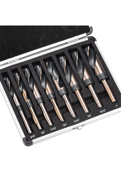 8 Adet Gümüş ve Deming Matkap-Bit Seti Azaltılmış Şaft Matkap Bit Seti 1/2 Inç Çapında Shank 9/16 Inç Ila 1 Inç Boyutlarda (Yurt Dışından) indirimleri