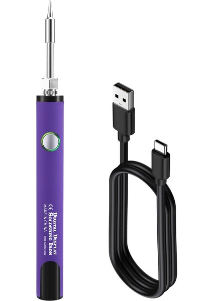 510 Iplik Mini Lehimleme Demir Kiti 3 Şaraplı Ayarlanabilir Voltaj Havalandırma Demir Ipucu 650MAH USB Şarj Edilebilir Menekşe (Yurt Dışından)