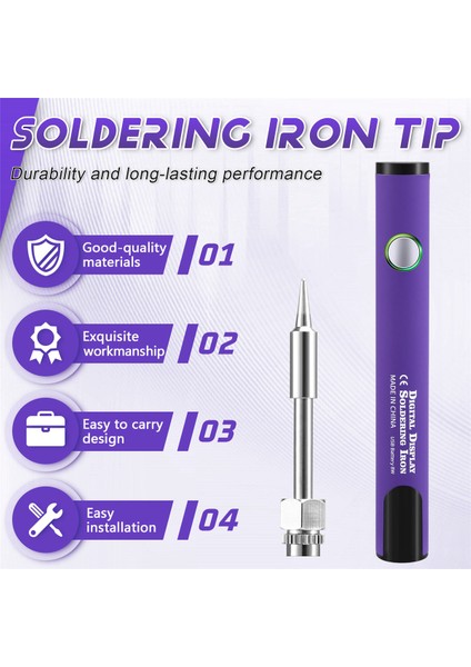 510 Iplik Mini Lehimleme Demir Kiti 3 Şaraplı Ayarlanabilir Voltaj Havalandırma Demir Ipucu 650MAH USB Şarj Edilebilir Menekşe (Yurt Dışından) fırsatları