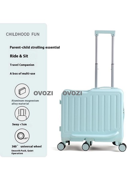 Ovozı 49*46*27CM 6 Tekerlekli Çocuk Valizi Oturulabilir ve Binilebilir Seyahat Arabası Çantası (Yurt Dışından)