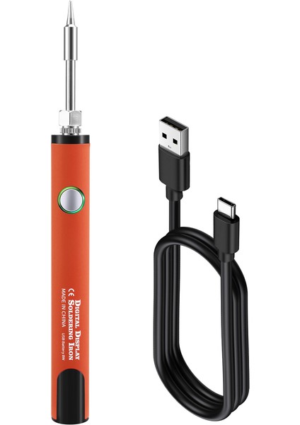 510 Iplik Mini Lehimleme Demir Kiti 3 Şaraplı Ayarlanabilir Voltaj Havalandırma Demir Ipucu 650MAH USB Şarj Edilebilir Turuncu (Yurt Dışından)