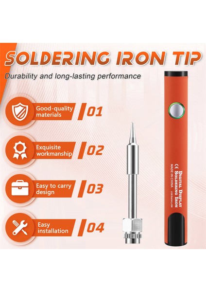 510 Iplik Mini Lehimleme Demir Kiti 3 Şaraplı Ayarlanabilir Voltaj Havalandırma Demir Ipucu 650MAH USB Şarj Edilebilir Turuncu (Yurt Dışından) fırsatları