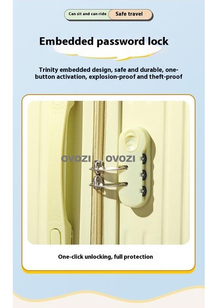 Ovozı 52*46*25CM 6 Tekerlekli Çocuk Valizi Oturulabilir ve Binilebilir Seyahat Arabası Çantası (Yurt Dışından) indirimleri