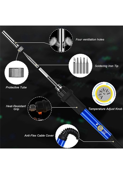 Lehimleme Demir Kiti 60W Lehimleme Lehimleme Demir Kiti Ayarlanabilir Sıcaklık Lehim Iron 5 Demir Ipuçları Abd Fişi (Yurt Dışından) modelleri