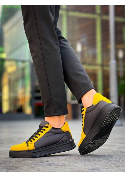 KB-X46 Kuback Siyah Sarı Yüksek Siyah Taban Günlük Spor Ayakkabı fırsatları