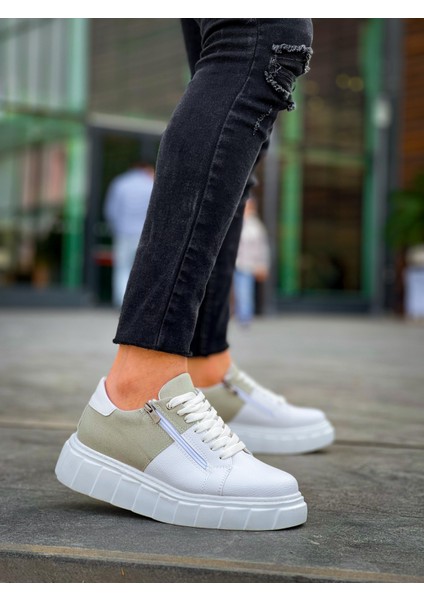 KB-X155 Kuback Beyaz Cilt Gri Süet Detaylı Beyaz Yüksek Taban Günlük Spor Ayakkabı fırsatları