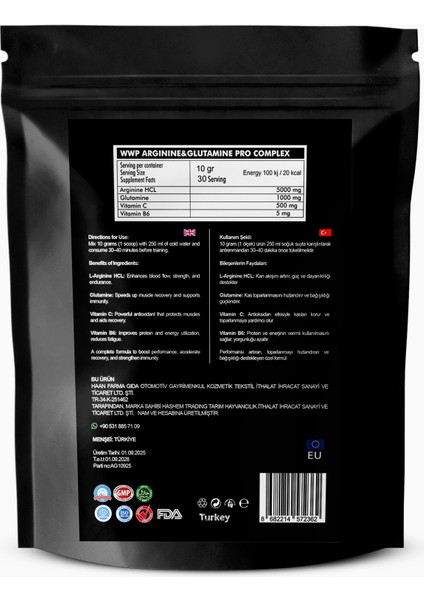 Arginine & Glutamine – Kas Yıkımını Etkili Şekilde Azaltır – 300G – Aromalı. fiyatları