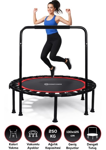 250 kg Taşıma Kapasiteli 130X125 cm Katlanabilir Destekli Trambolin