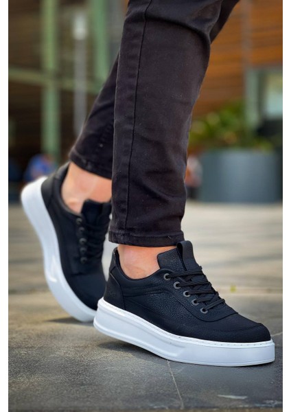 KB-006 Kuback Siyah Cilt Yüksek Taban Bağcıklı Günlük Erkek Ayakkabı fırsatları