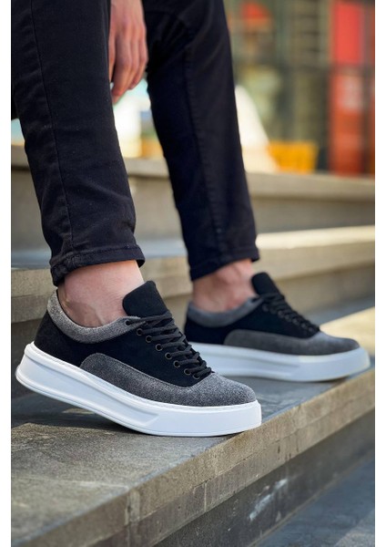 KB-005 Kuback Siyah Gri Süet Bağcıklı Günlük Erkek Ayakkabı modelleri