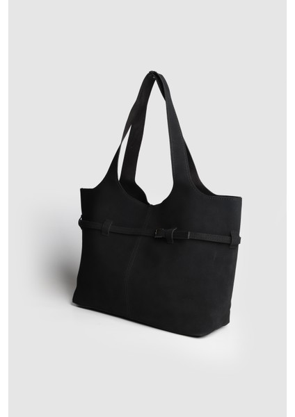 Lagraccio Paris Kadın Pureline Makyaj Çantalı Süet Büyük Boy Omuz Çantası Siyah Süet fırsatları