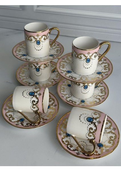 Türk Kahve Fincanı Beatrice Pembe 6 Kişilik 12 Parça fiyatları