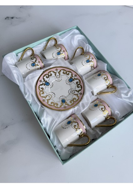 Türk Kahve Fincanı Beatrice Pembe 6 Kişilik 12 Parça fırsatları