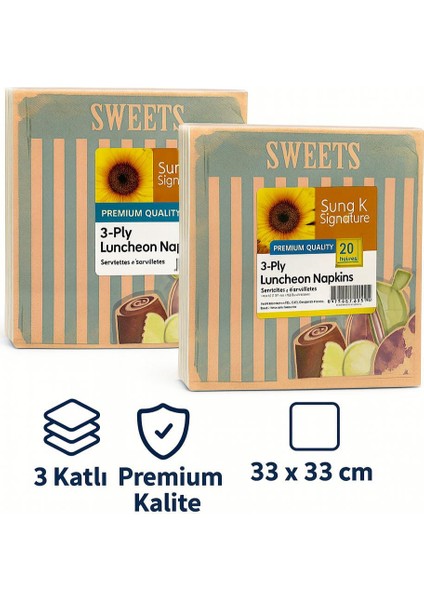 Suna K Signature Collection – Premium 3 Katlı Desenli Peçete