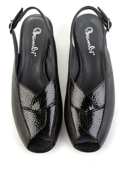 Siyah Hakiki Deri Kadın Sandalet K01531124103 fırsatları