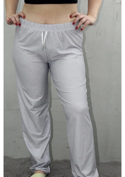 Kadın Pijama Likralı Pamuklu Pijama Altı Kurdela Detaylı
