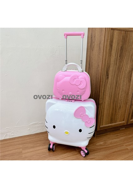 Ovozı 46*43*25CM Kitty Cat Karikatür Çocuk Kombinasyon Bagajı Seyahat Bagajı (Yurt Dışından)