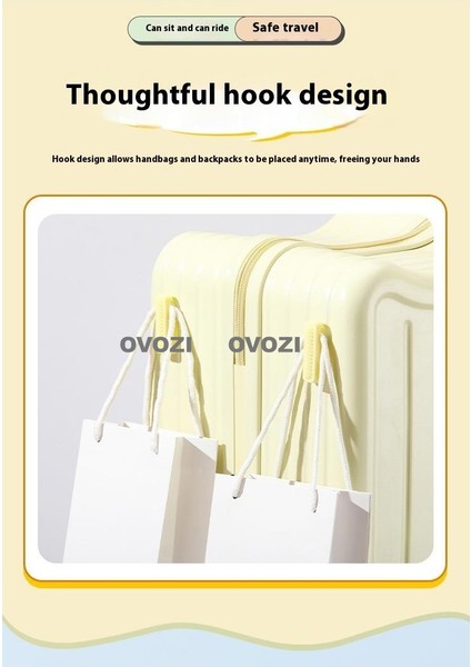Ovozı 52*46*25CM 6 Tekerlekli Çok Fonksiyonlu Çocuk Valizi Oturarak Binebilir Şifreli Kilitli Ebeveyn-Çocuk Seyahat Valizi (Yurt Dışından) modelleri