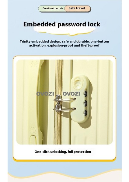 Ovozı 52*46*25CM 6 Tekerlekli Çok Fonksiyonlu Çocuk Valizi Oturarak Binebilir Şifreli Kilitli Ebeveyn-Çocuk Seyahat Valizi (Yurt Dışından) fırsatları