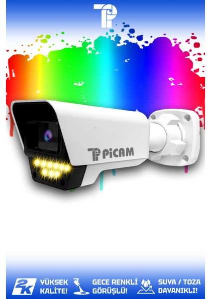 1 Süper Kamera Bullet Dış Mekan 5 MP Full HD Renkli Gece Görüşlü Warmled Kameralı AHD Güvenlik Kamerası