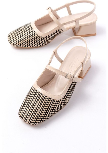 720 Bej Desenli Arkası Açık Günlük Kadın Sandalet modelleri