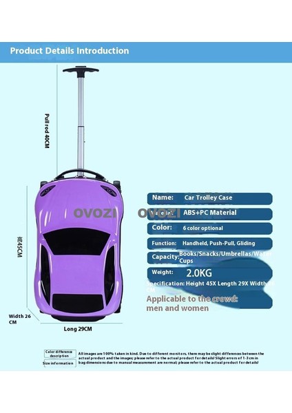 Ovozı 45*29*26CM Araba Şeklinde Çocuk Bagajı Oturtulabilir Seyahat Arabası Çantası (Yurt Dışından) fiyatları