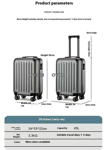 Ovozı 55*34*22CM 45L Evrensel Tekerlekli Taşınabilir Bavul (Yurt Dışından) fırsatları