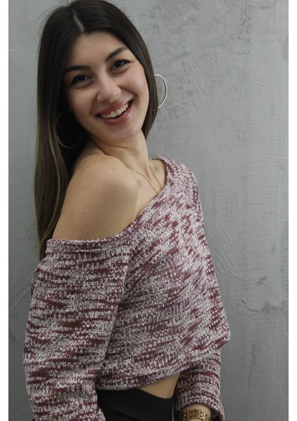 Kırcıllı Büstiyer Yarım Kazak Crop Triko Likralı Body