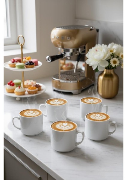 Times Espresso Americano Kahve Fincan Kupası 6'lı Set 200 ml 7 cm