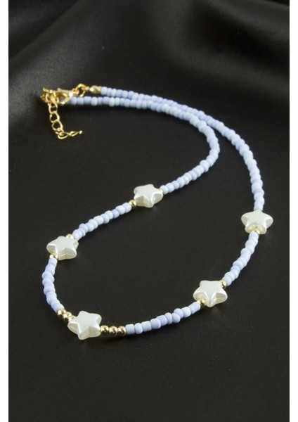 Depomix Yıldız Inci Kum Boncuk Kolye-Açık Mavi fiyatları