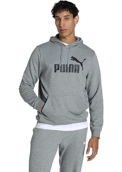 Essentials No 1 Logo Erkek Gri Kapüşonlu Sweatshirt