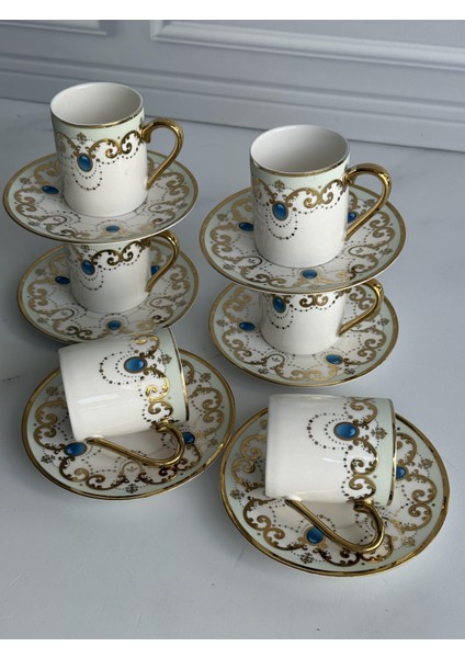 Türk Kahve Fincanı Beatrice Yeşil 6 Kişilik 12 Parça fiyatları